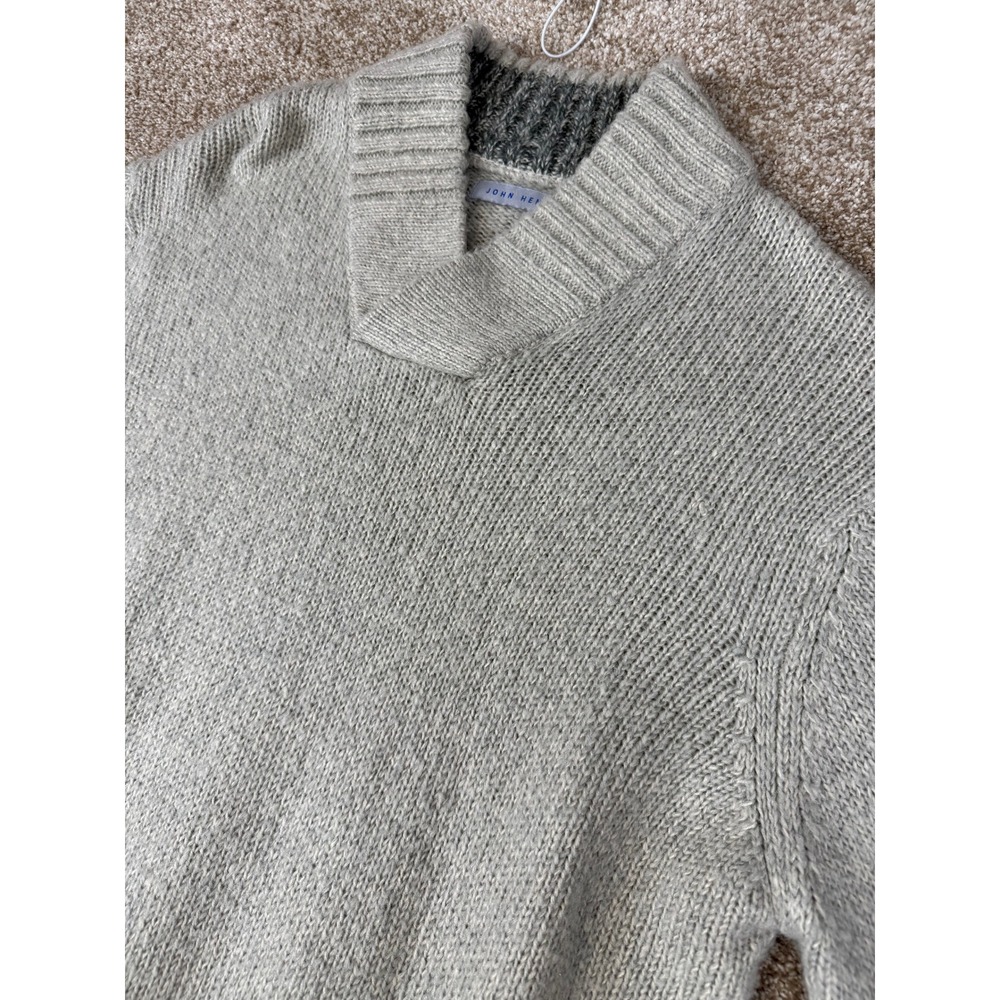 John Henry Mens Large Gray Shawl Collar Ribbed Knit Pullover Sweater Grandpacore